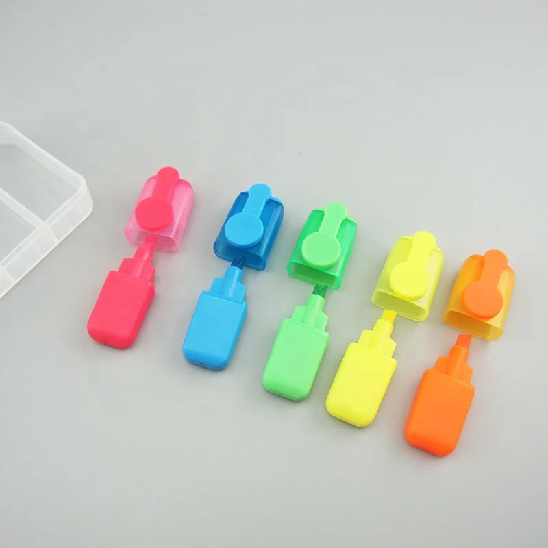 5 in 1 smile face gift colorful highlighter markers pen set with plastic case fluorescent marker highlighters for promotion