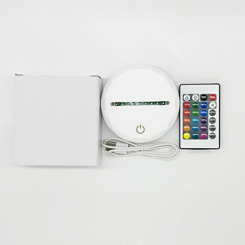 3D LED Light Lamp Base Rechargeable Light Base Holder with Remote Control and USB Cable Adjustable 16 Colors 3D Lamp Base