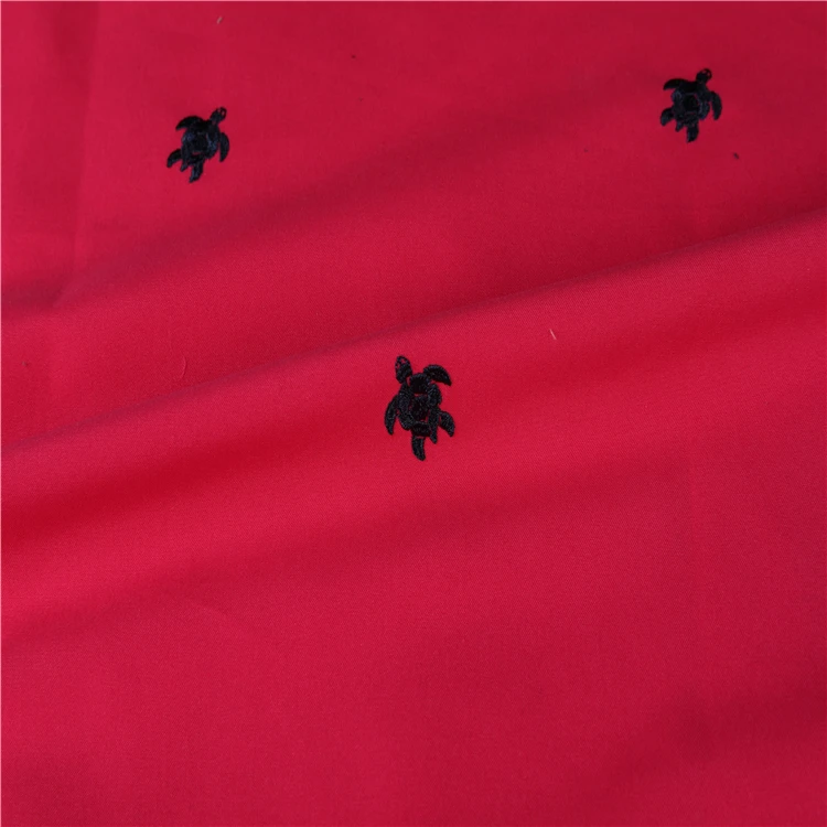 
100% polyester 75D*150D twill microfiber peach skin embroidered beach shorts fabric 