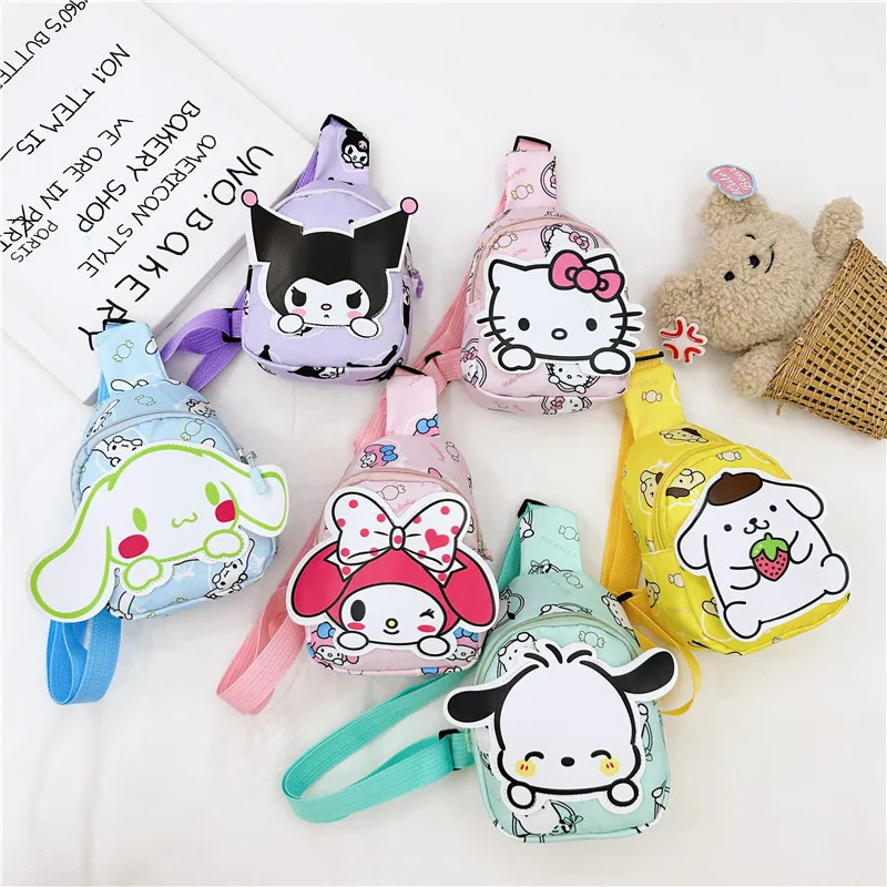 Newest 2024 New Arrival Children Kids Bag Kawaii Girl Boy KT Kuromi Melody Crossbody Bag Cute Oxford Fabric Cartoon Chest Pack