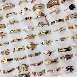 Wholesale bulk cheap rose gold stainless steel rings men women bulk lot mixed designer rings