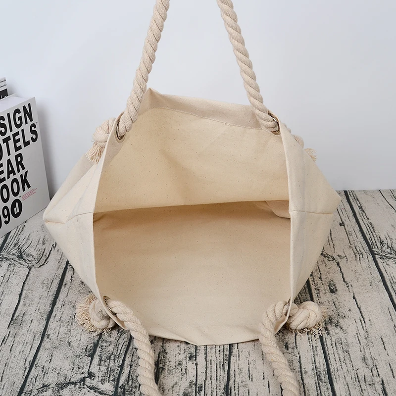 Tote Bag for Women Beach Canvas Cotton Shopping Bags Fashion Leather Handbags Guangzhou High King Factory Plain 10 Pc/opp Bag