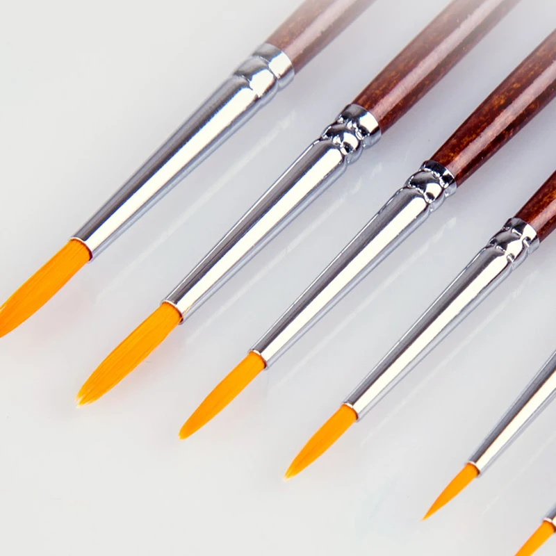 
Custom nylon hair wood handle watercolor gouache oil painting art line drawing pen edge digital edge brush painting 