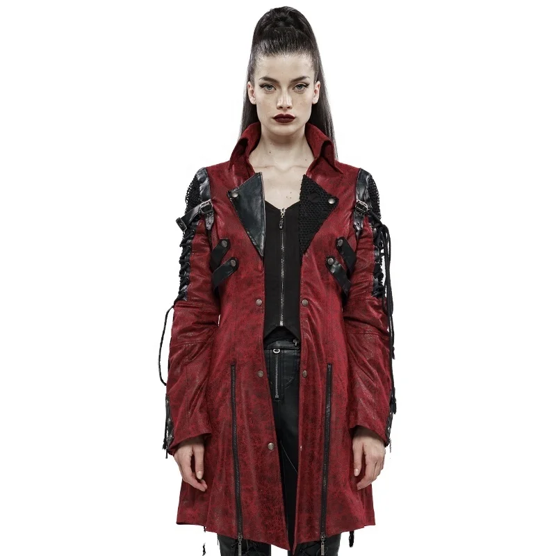 Punk Rave  Gothic Clothing Y-349 Women Vampire Studded Heavy PU Leather Motorcycle Jacket