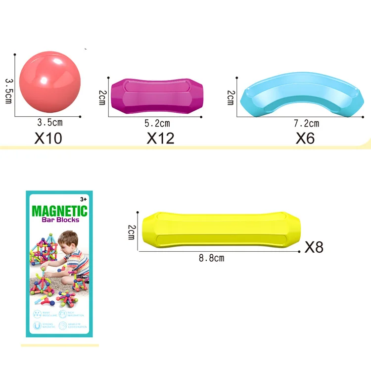 Magnetic Sticks And Balls Set Rod 36pcs Educational Toys Colored Creative Construction Games Magnet Building Blocks For Kids