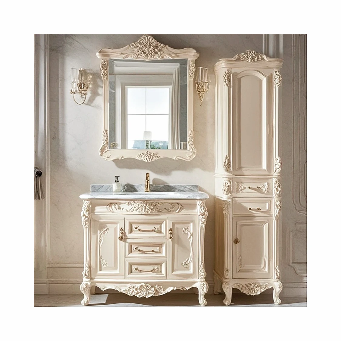hot sale for wholesale Solid Wood Light Luxury wash basin modern bath set floating vanity bathroom vanity Bathroom Cabinet