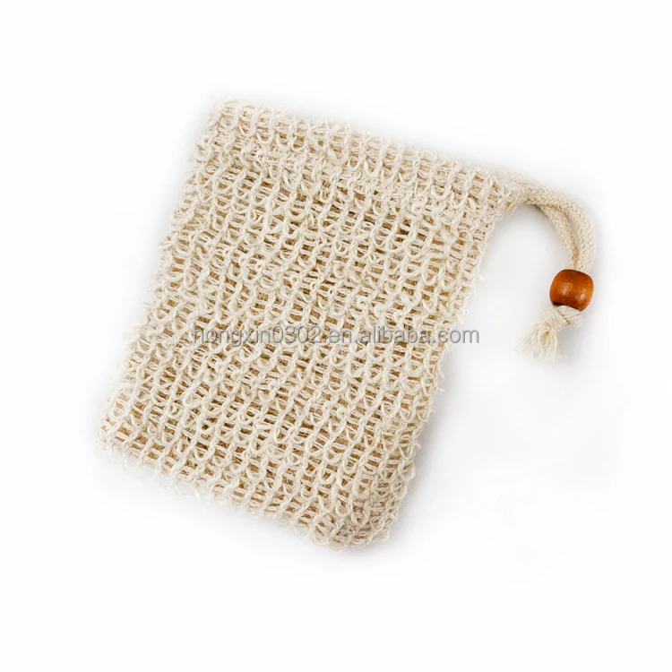 Natural Biodegradable Eco Friendly Sisal Soap Saver Pouch Bag Mesh Knitted Knitting Sisal Soap Saver Holder Bag for Soap Saving