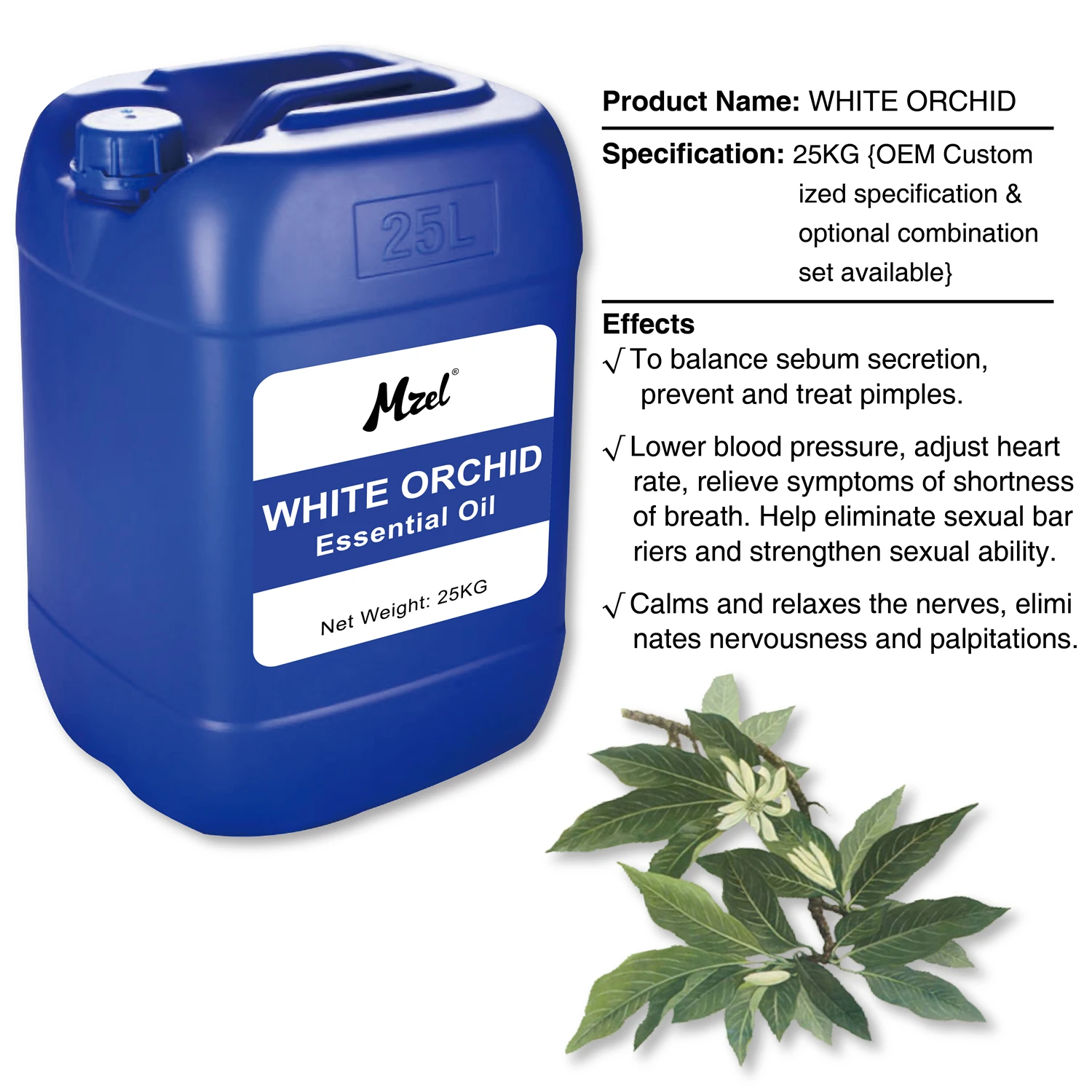 Bulk 100% Pure White Orchid Flower Essential Oil Natural beauty products and cosmetics for home scents and room diffuser