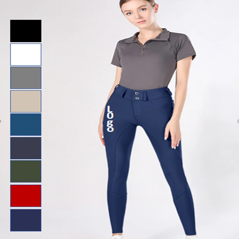 New Navy Equestrian Breeches With Zipper Professional Women Equestrian Jodhpurs Full Seat Silicone Horse Riding Pants