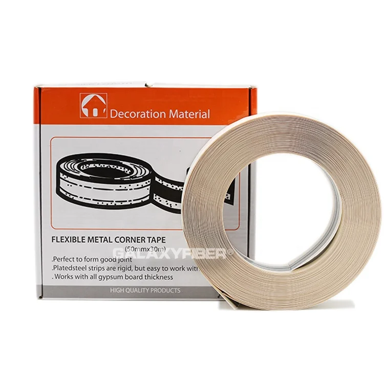 Dry wall 50mm x 30m flexible metal corner tape drywall joint paper tape with Zinc strip