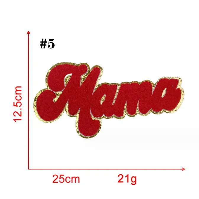 Glitter Chenille Mama Patches Heat Press Patches