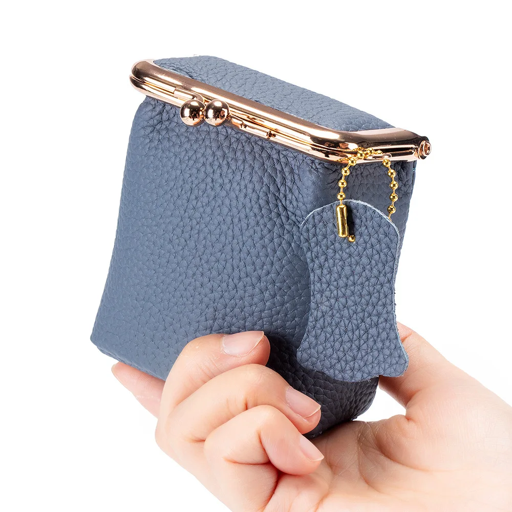 AndoBag Mini Lipstick Holder for Women Solid Color Fashion Kiss Lock Key Storage Pouch Portable Coin Purse Pendant