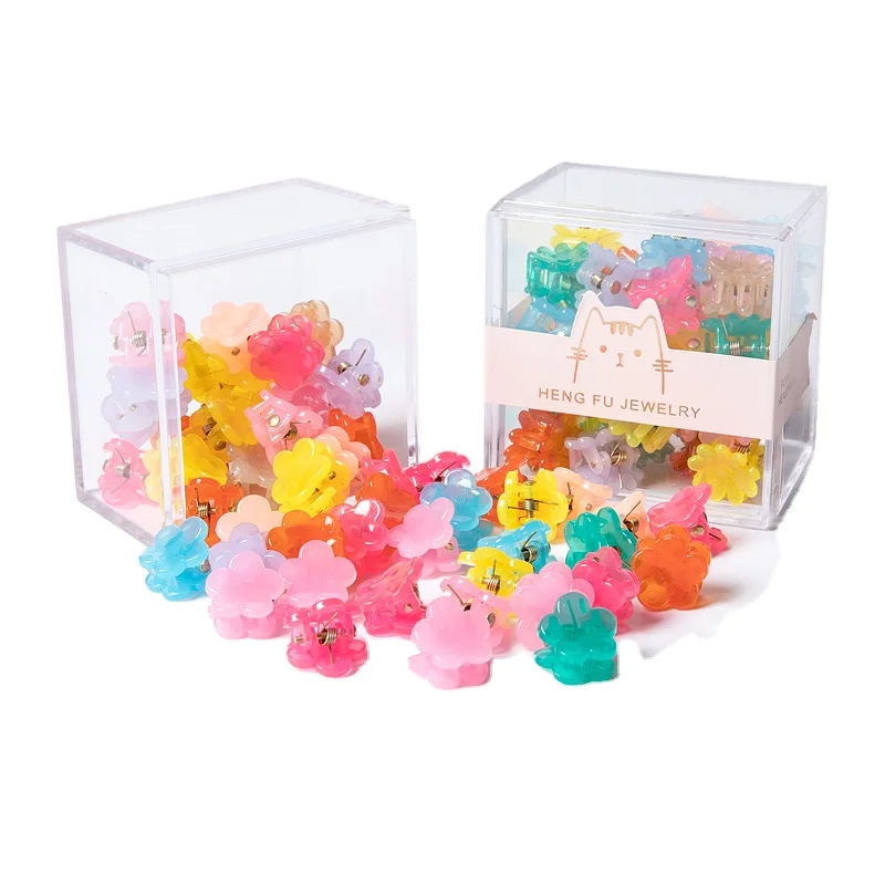36 маленьких Квадратных Коробок детские маленькие заколки для царапин женские детские заколки для волос милые аксессуары для волос принцессы желейные цветные заколки для волос