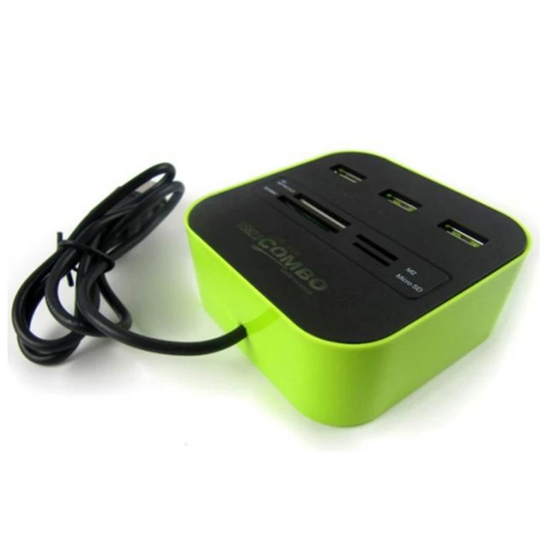  Квадратный концентратор USB 2 0 с 3 портами + кардридер