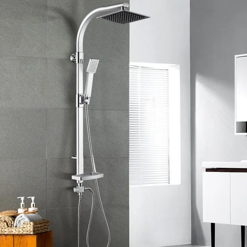 Holmine New Aluminum Alloy Shower Set with Soap Dish Hand Shower Set Thermostatic Faucets Mixer Shower