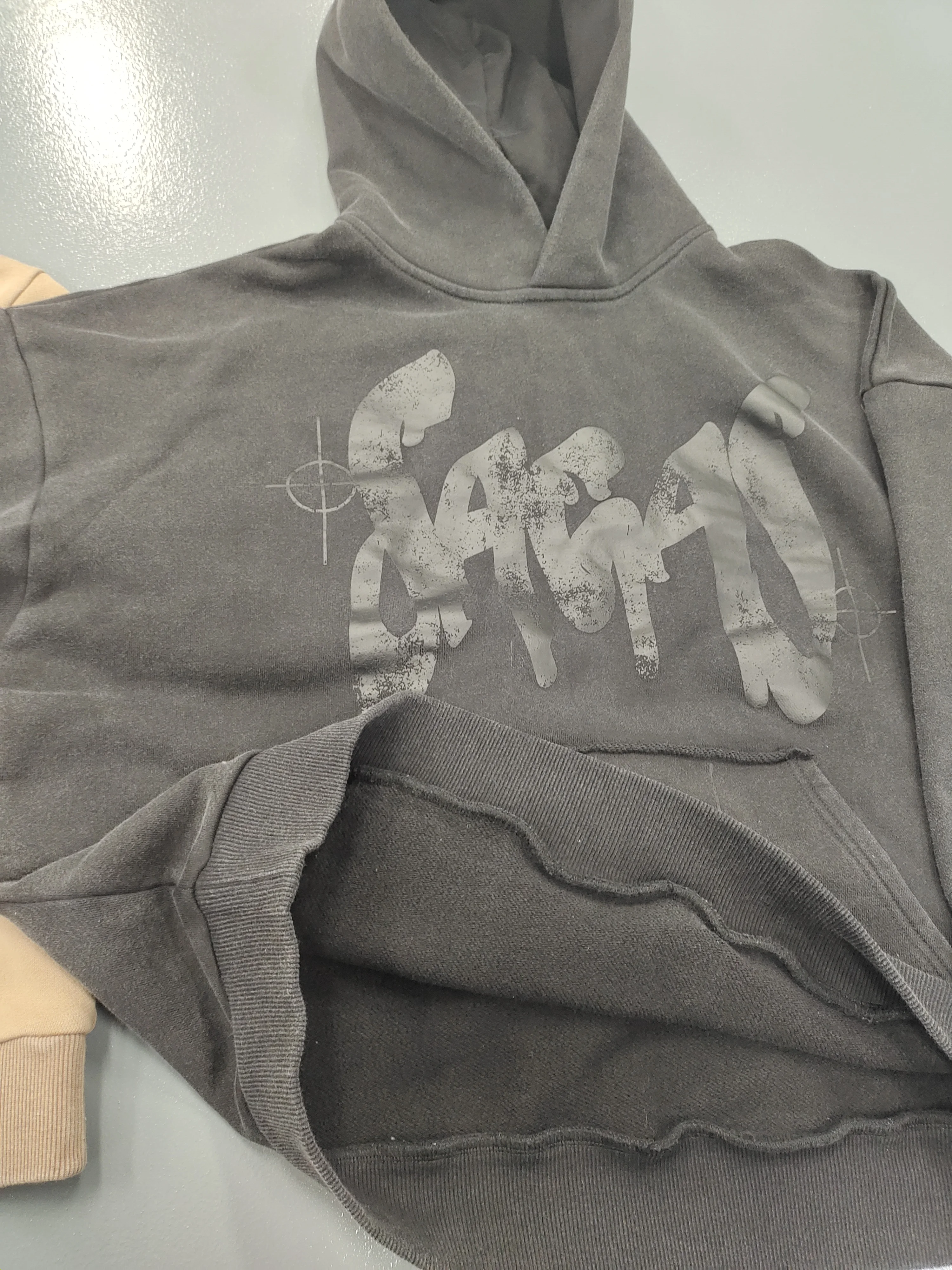 Vintage Hoodies Cotton French Terry Puff Print Hoodies Oversized Blank Streetwear Pullover Acid Wash Hoodie