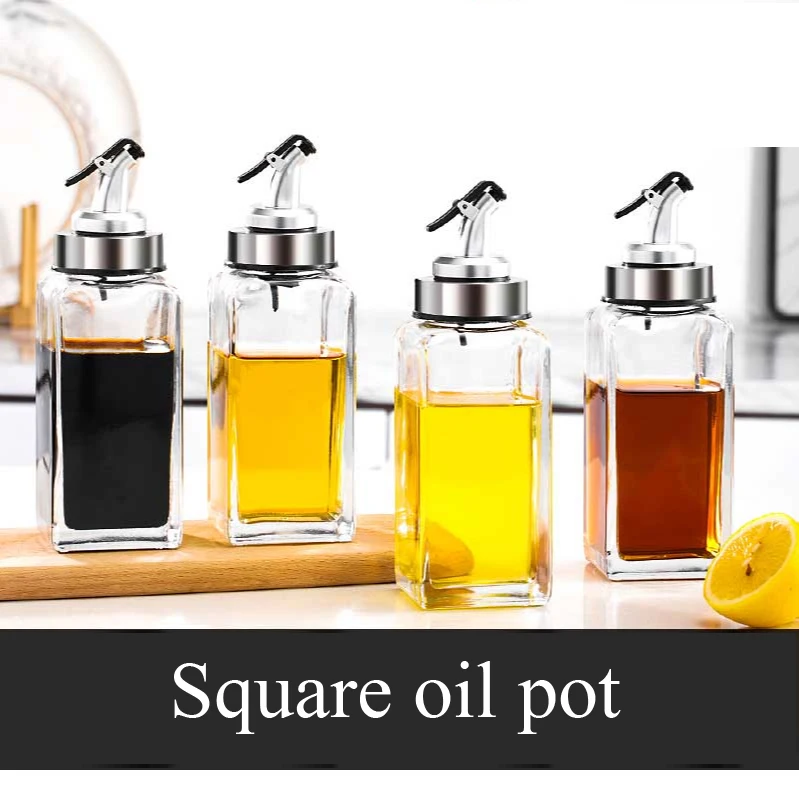 320ml glass square oil can kitchen accessories leak proof bottle vinegar bottle