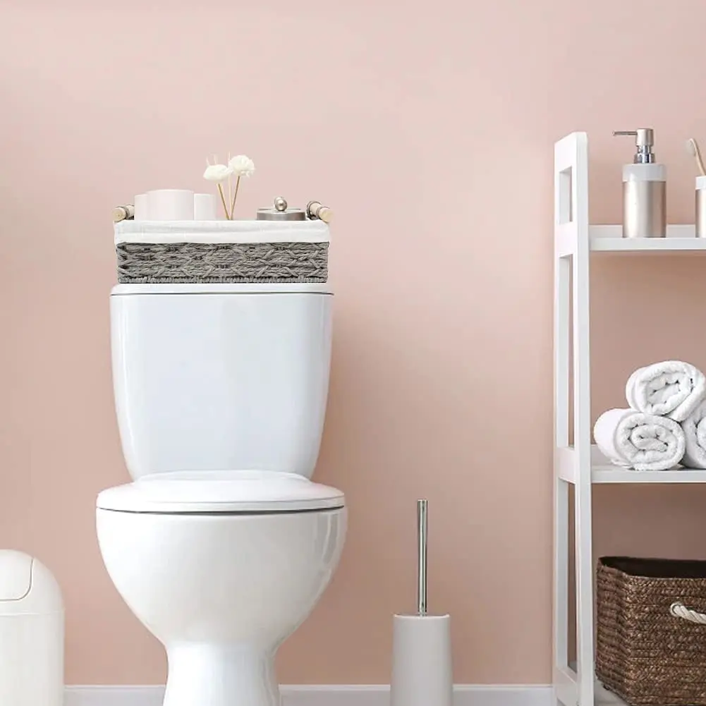 Wicker Baskets for Organizing with Handle Decorative Storage Bins for Countertop Toilet Paper Storage