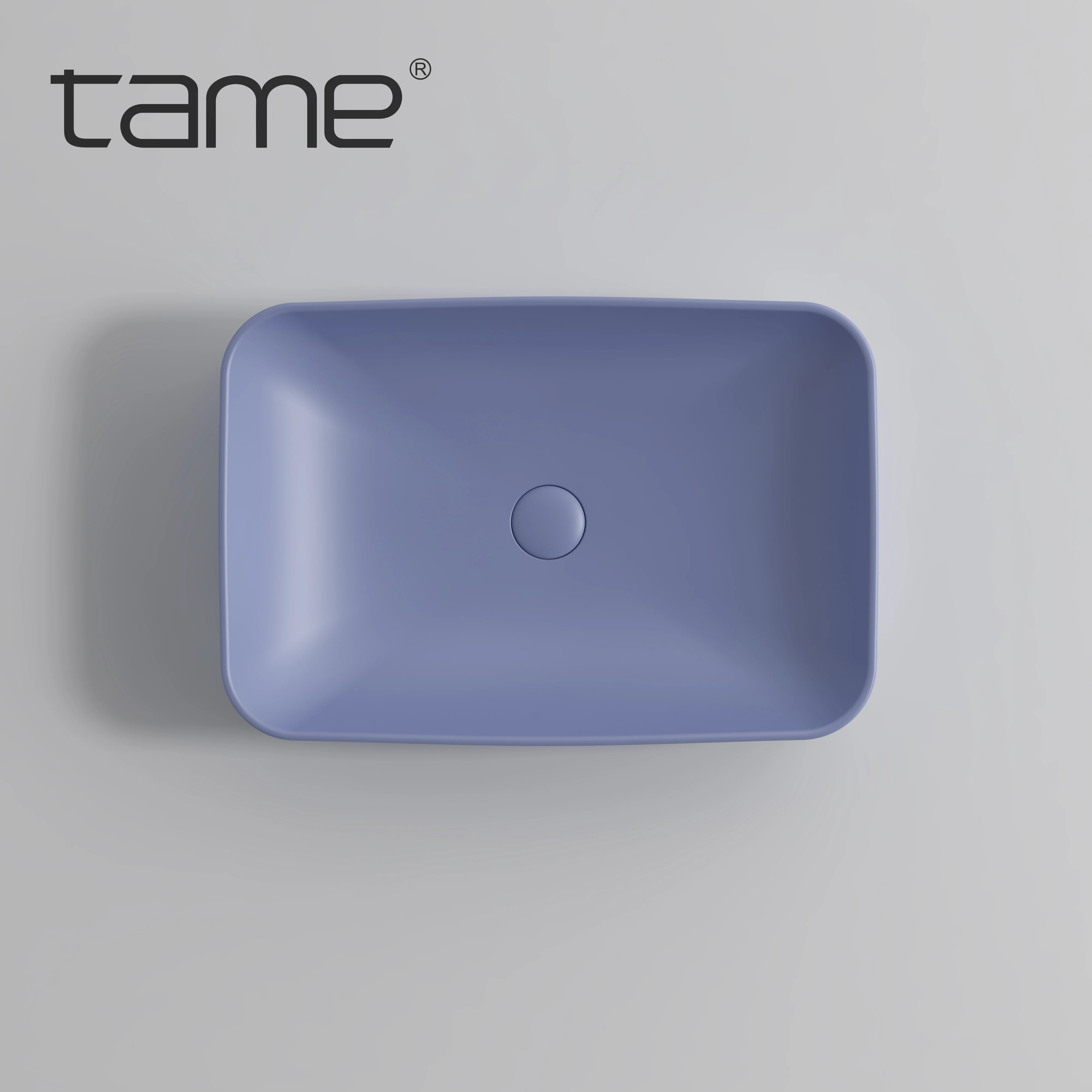 TAME PZ8531-P17 Sanitary Purple Vessel Top Counter Sink Rectangular Countertop Bathroom Ceramic Art Hand Wash Basin