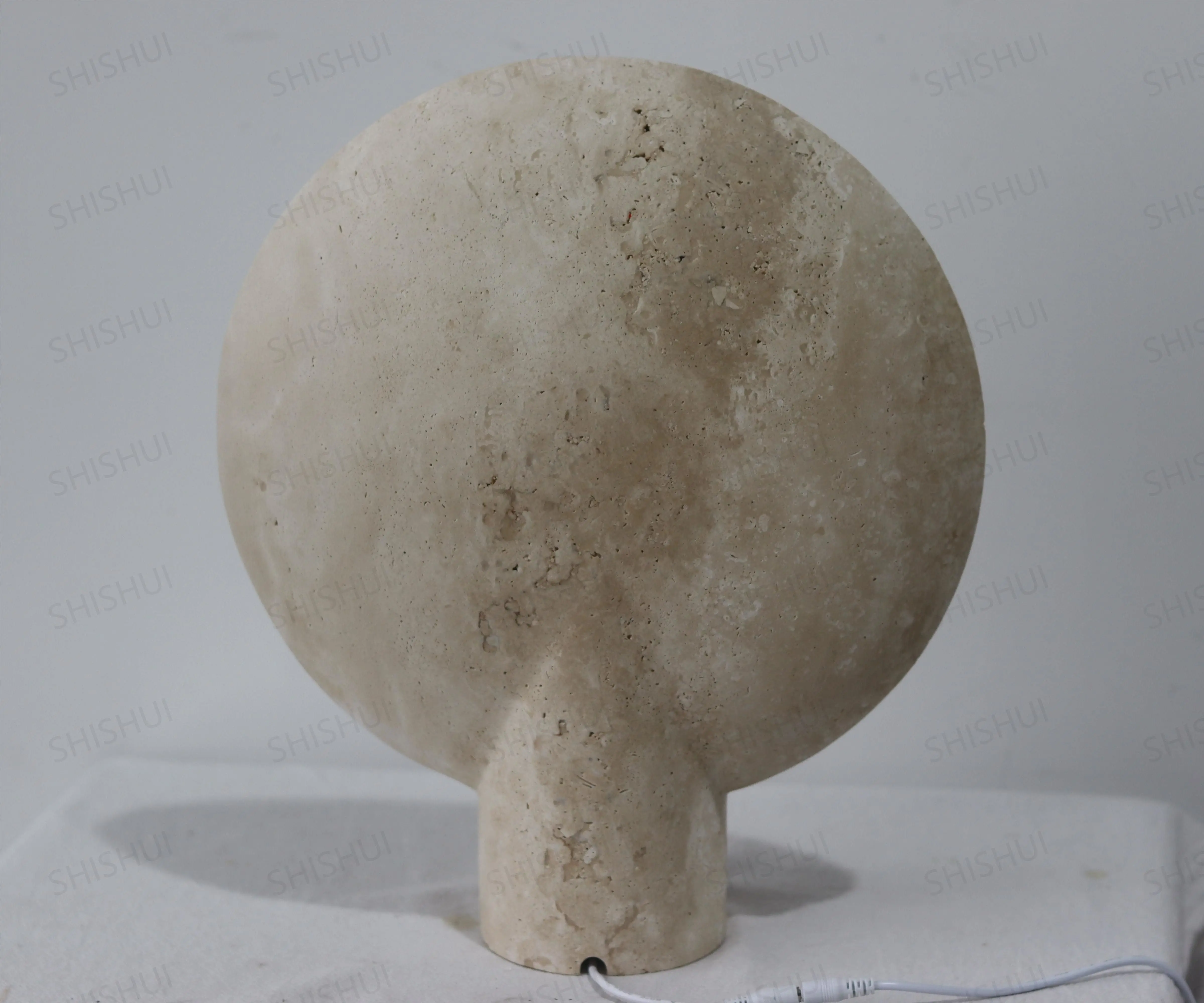 SHIHUI Hot Sale Handmade Luxury Marble Table Lamp Nordic Travertine Home Bedroom Decor Lamp Modern Beige Travertine Table Lamp