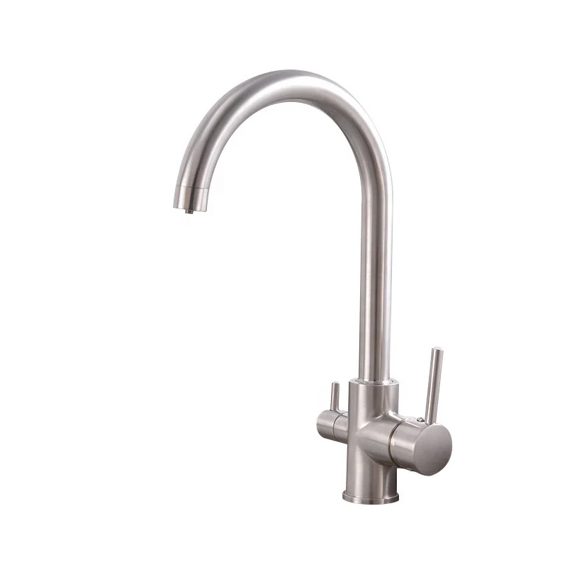 2021 High Quality Solid Brass Brush Nickel Finished Water Filtered Drinking Mixer Tap For Kitchen Sink