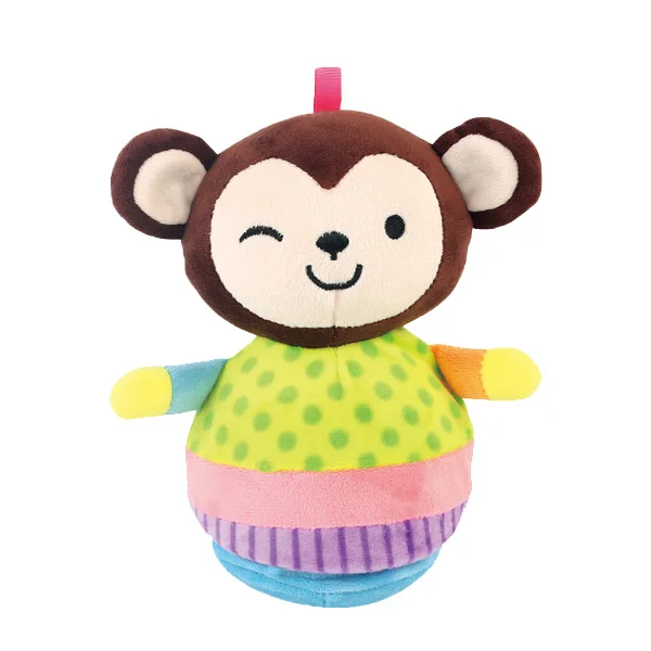 Infant Playing Soothing Stuffed Toys Animals Plush Toys with Bells Plush Dolls Cute Tumbler Toy Can Make Sound