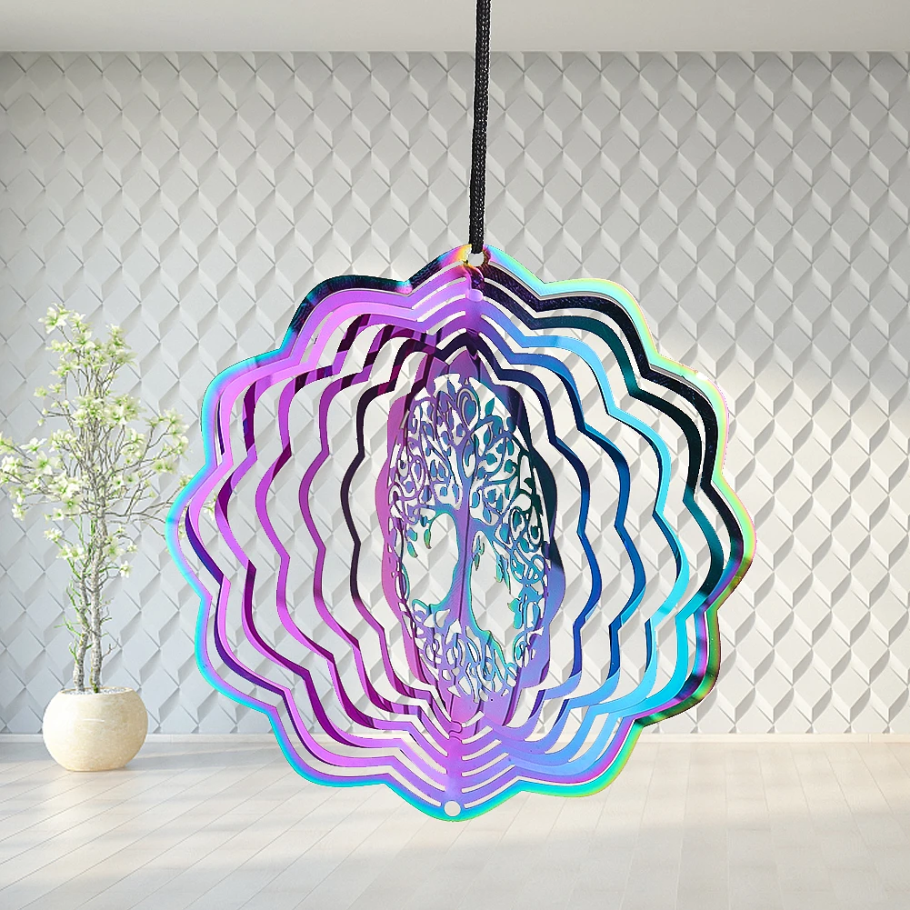 Tree of Life Nordic 3D Mandala Wind Color rotating wind chimes Hanging decorations in the outdoor garden