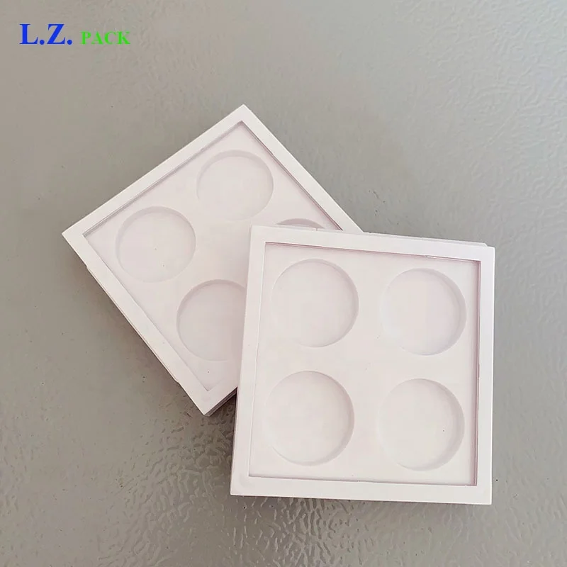 LZ Pack Stock 100pcs Square Inner 26.5mm Lipstick Case Custom Logo Magnetic Closure Cosmetics Eyeshadow Palette With Window