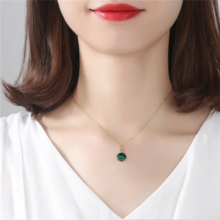 Hot selling personalized women statement silver 925 malachite necklace