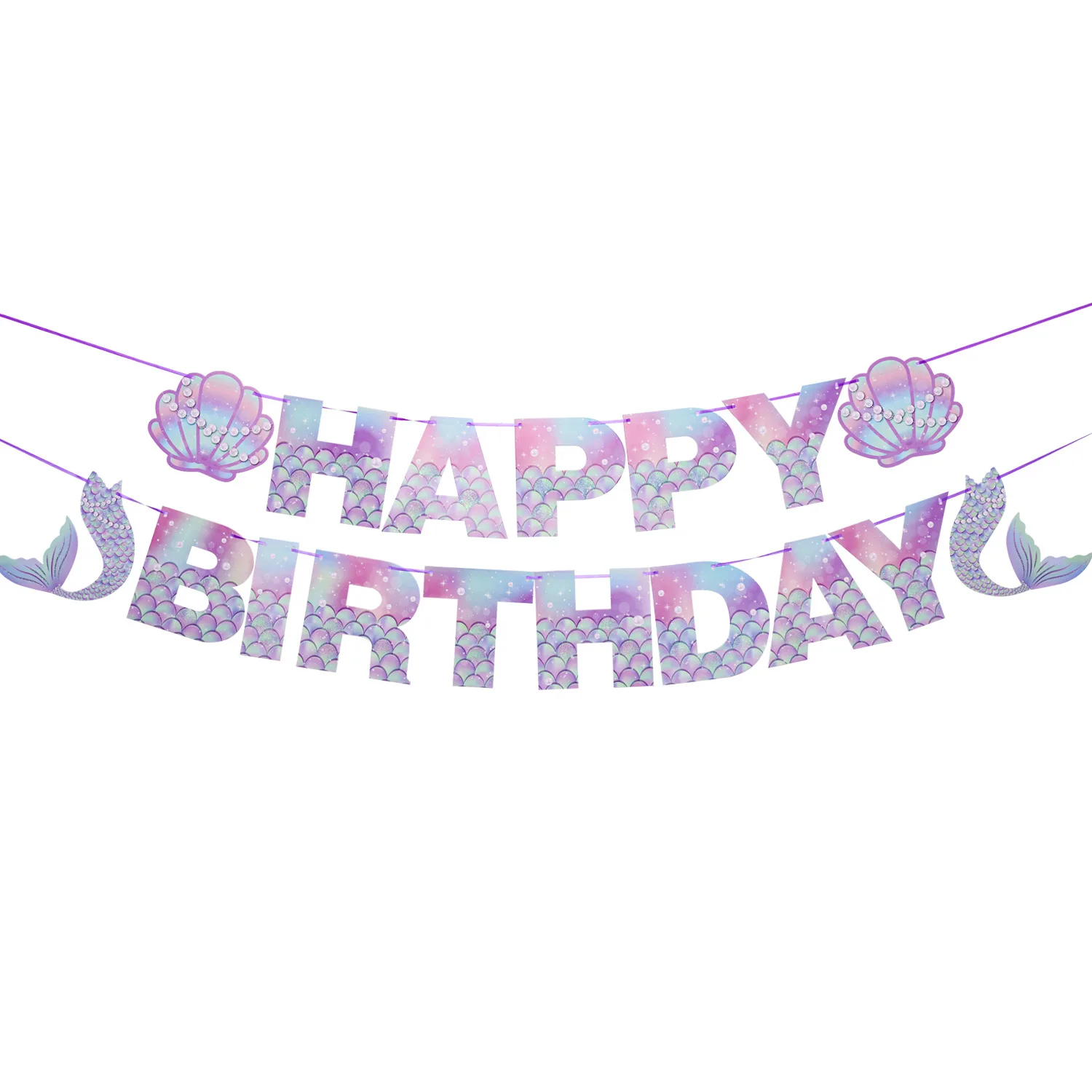 Customize Happy Birthday Banners Print Hanging Banner Paper Flags Colorful for Birthday Decoration Party Favors