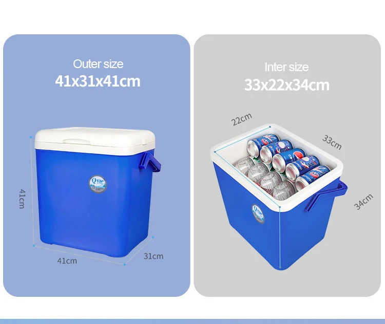 26L plastic large custom cooler plastic can beer insulated food box ice chest cooler box for outdoor fishing