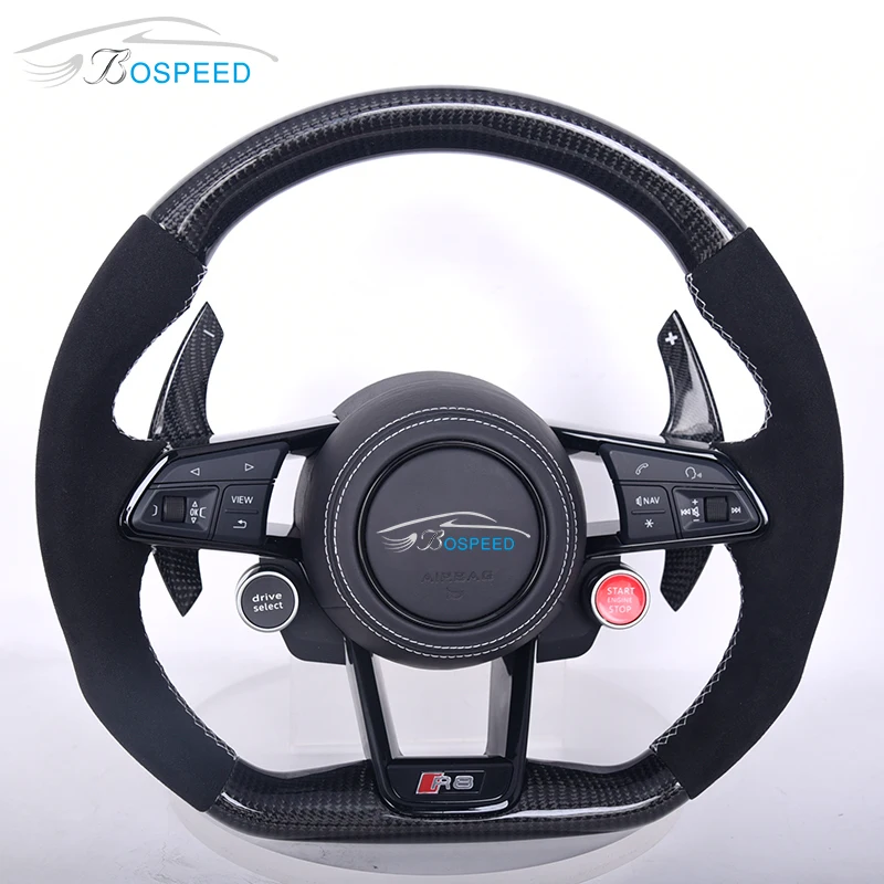 Custom Car Steering Wheel Fit For Audi A3 A4 A5 R8 RS3 TTRS Real Carbon Fiber Steering Wheel Bospeed