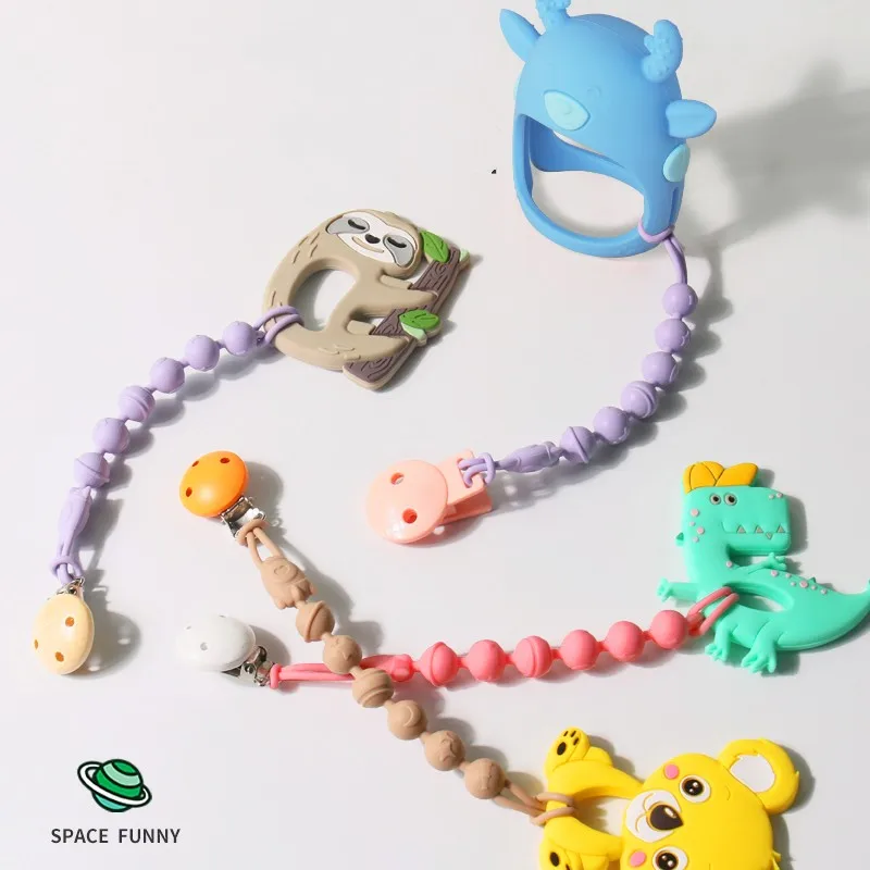 Wholesale Chewable Wooden Silicone Dummy Pacifier Clip Silicone Baby Pacifier Clip Chain