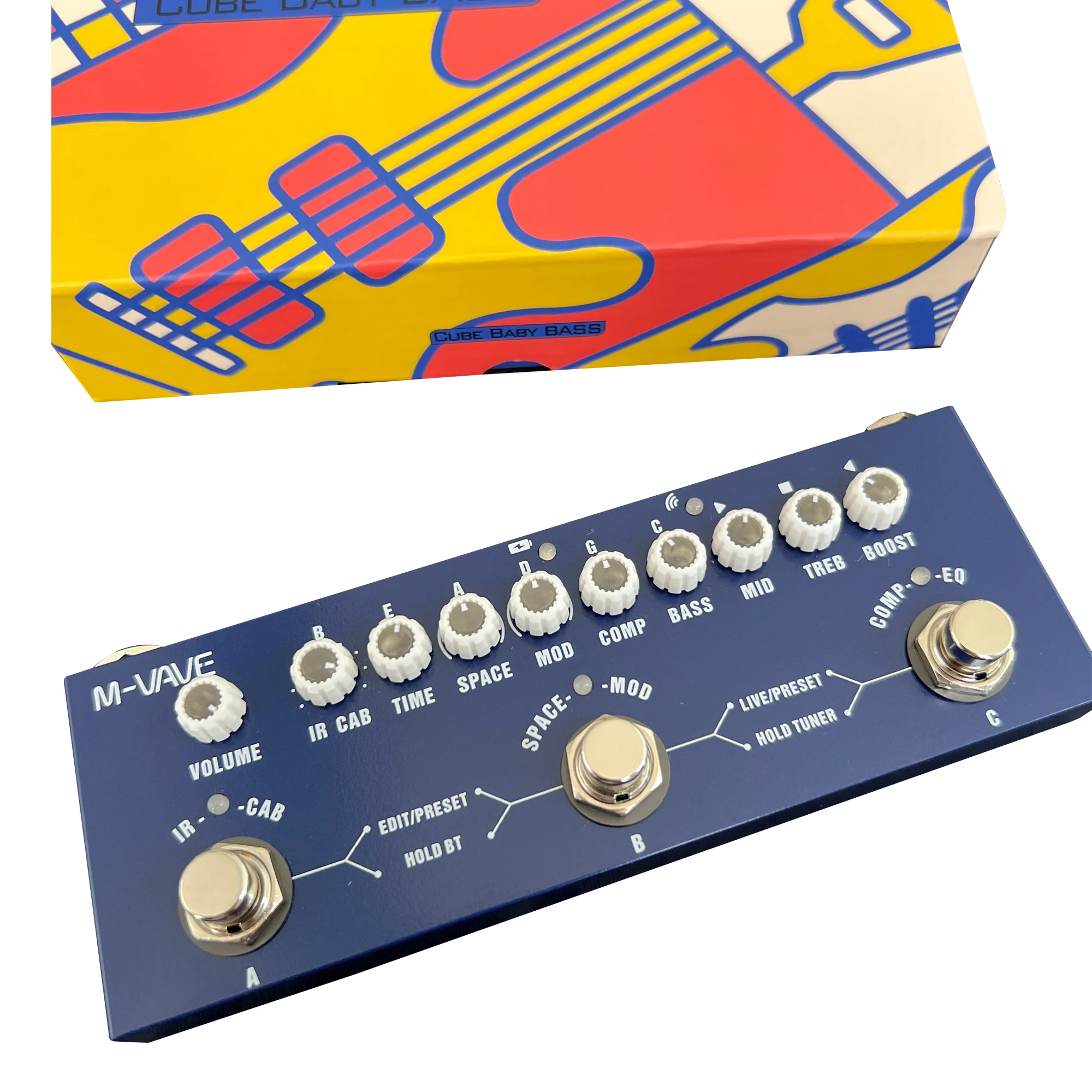 CUBE BABY Rechargeable Guitar Multi-Effects Pedal Recording Phaser Compressor Pedal for Electric Bass