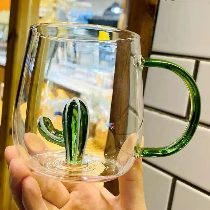 Custom 3d Glass Plant Color Inner Cup Tea Cup Beer Mug Three-dimensional Cartoon Animal Pure Handicraft Drinking Glass