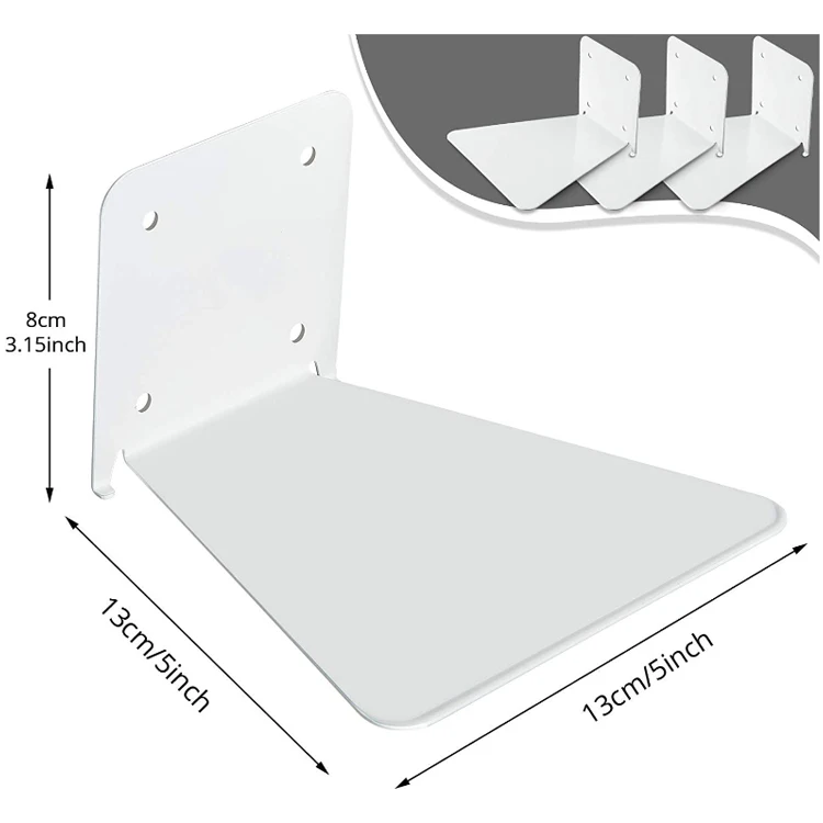 Floating Bookshelves White Bracket Heavy Duty Wall Mounted Book Shelf Organizer