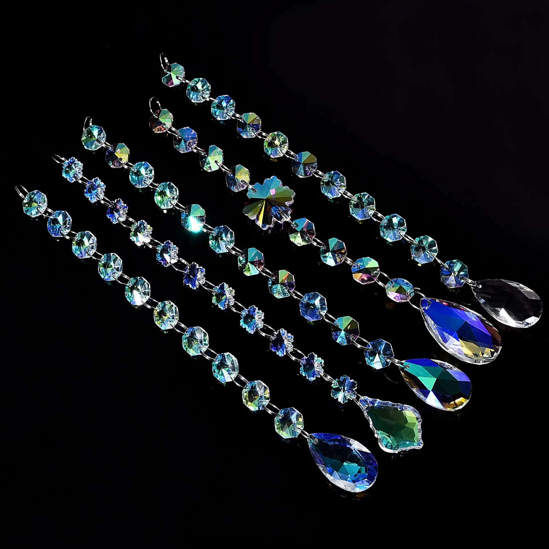 Crystal glass octagonal bead curtain living room porch partition lighting accessories AB color crystal finished curtain