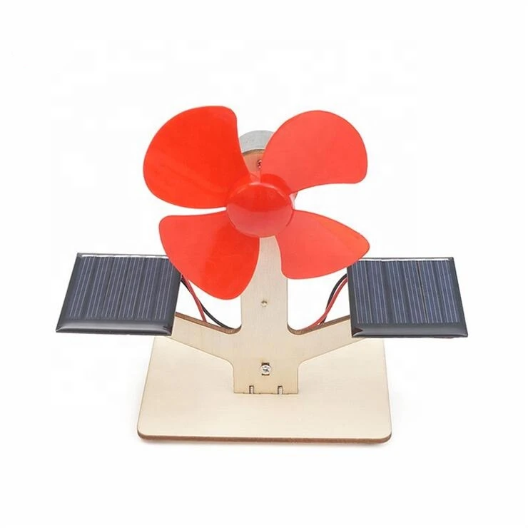 Wooden Laser Cutting Diy Solar Toy Science Educational Model Toy Diy Wooden Solar Powered Fan For Kids