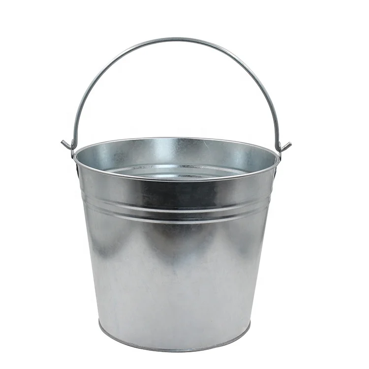 
Silver Large 3.7 Gallon Tins Pail Metal Bucket 