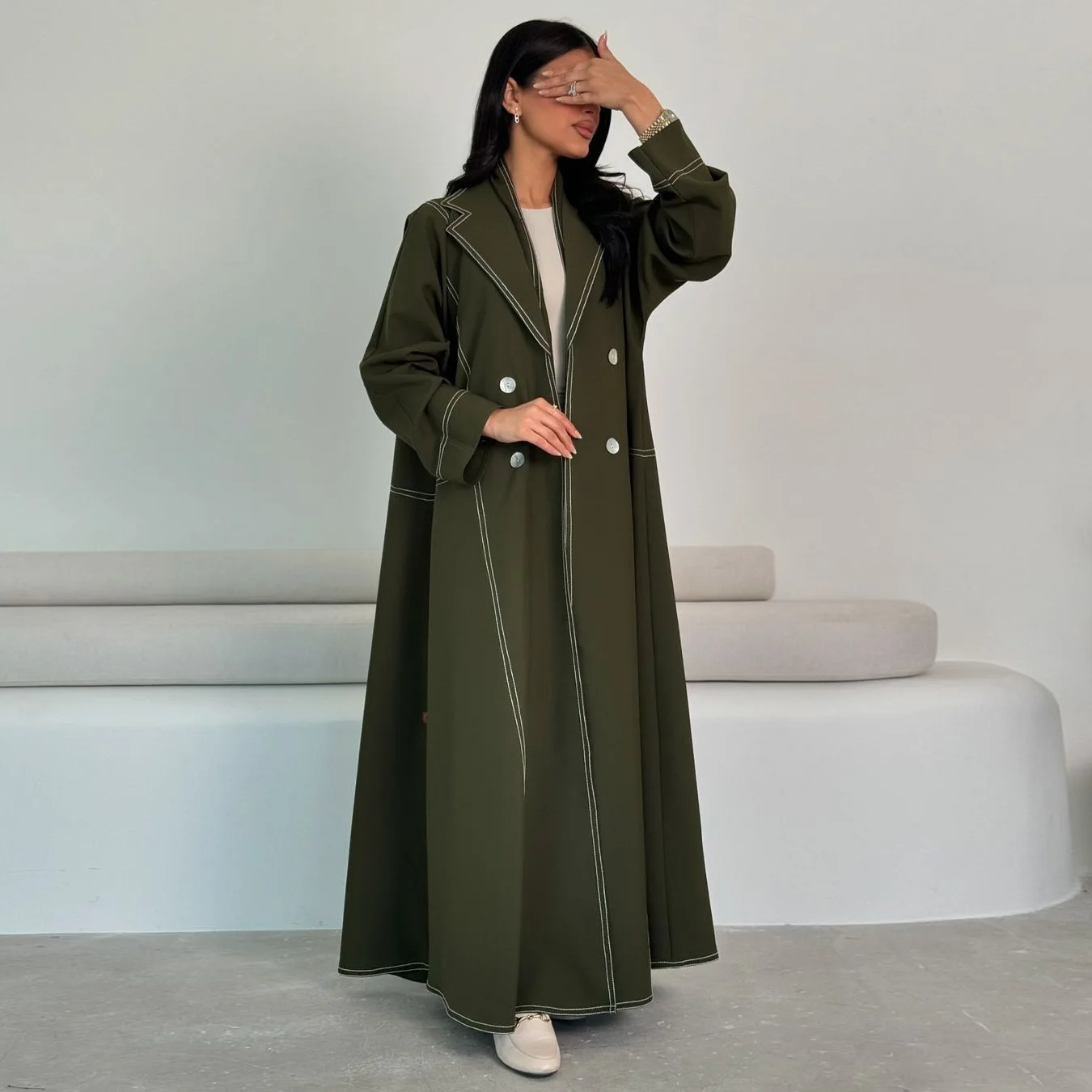 Latest Design Muslim Ladies Open Abaya Robe Fashion Denim Style Clothing Coats Dresses Women Casual Loose Long Cardigan Abaya
