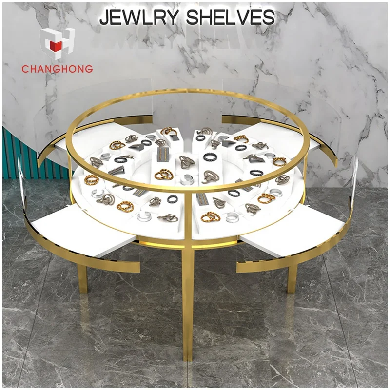 fashion display case jewelry round glass jewelry display cabinet showcase with lock and jewelry store fixtures