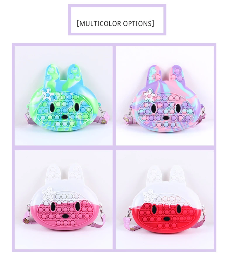 New Popping Silicone Stress Reliever Pop handbag Push Bubble Pop Sensory Fidget toy for kids Totes Shoulder sling fidget bag