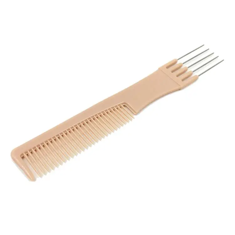 Barber Trimming Hair Dresser Spike Styling Flipside Pin Pick Teasing comb with metal teeth pronged tail