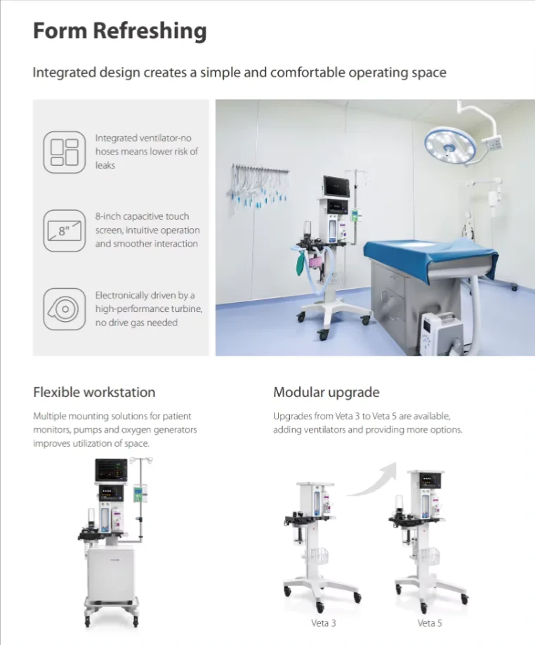 Mindray Anesthesia Machines Veta 3 Veta 5 Wato ex 35 Mobile Anesthesia Machine Surgical Instruments for Adult / Pediatric