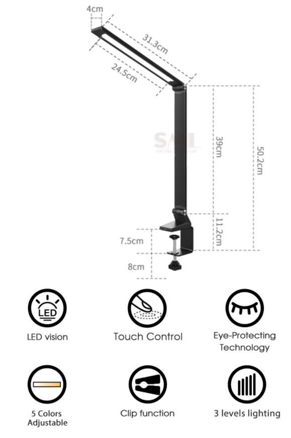 SML 3 Grade Dimmer 3CCT Aluminum Smart Table Lamp Timing Compatible Adjustable Angel LED Desk Table Lamp