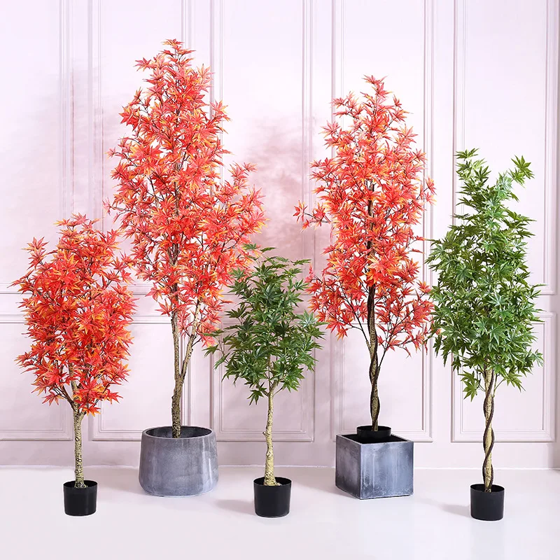 Hot Sale Ginkgo Yellow Tree Wedding Decorative Artificial Green Tree Fake Ginkgo Artificial Red Maple Tree