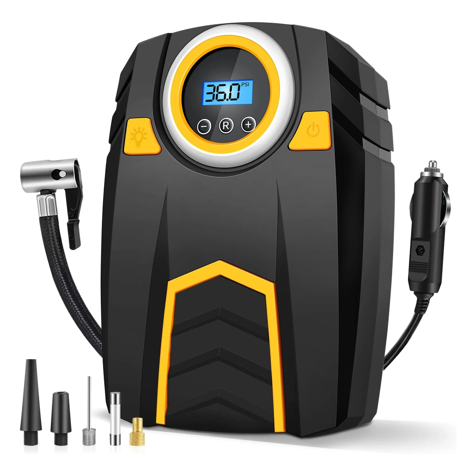 Tire Inflator Portable Air Compressor - Air Pump for Car Tires 12V DC Tire Pump for Bikes  LED Light Digital Pressure Gauge