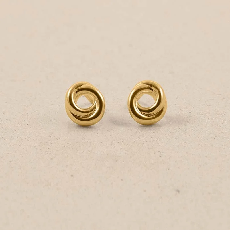 Gemnel simple stud 925 sterling silver 18k gold wholesale minimalist twisted round stud drop earrings