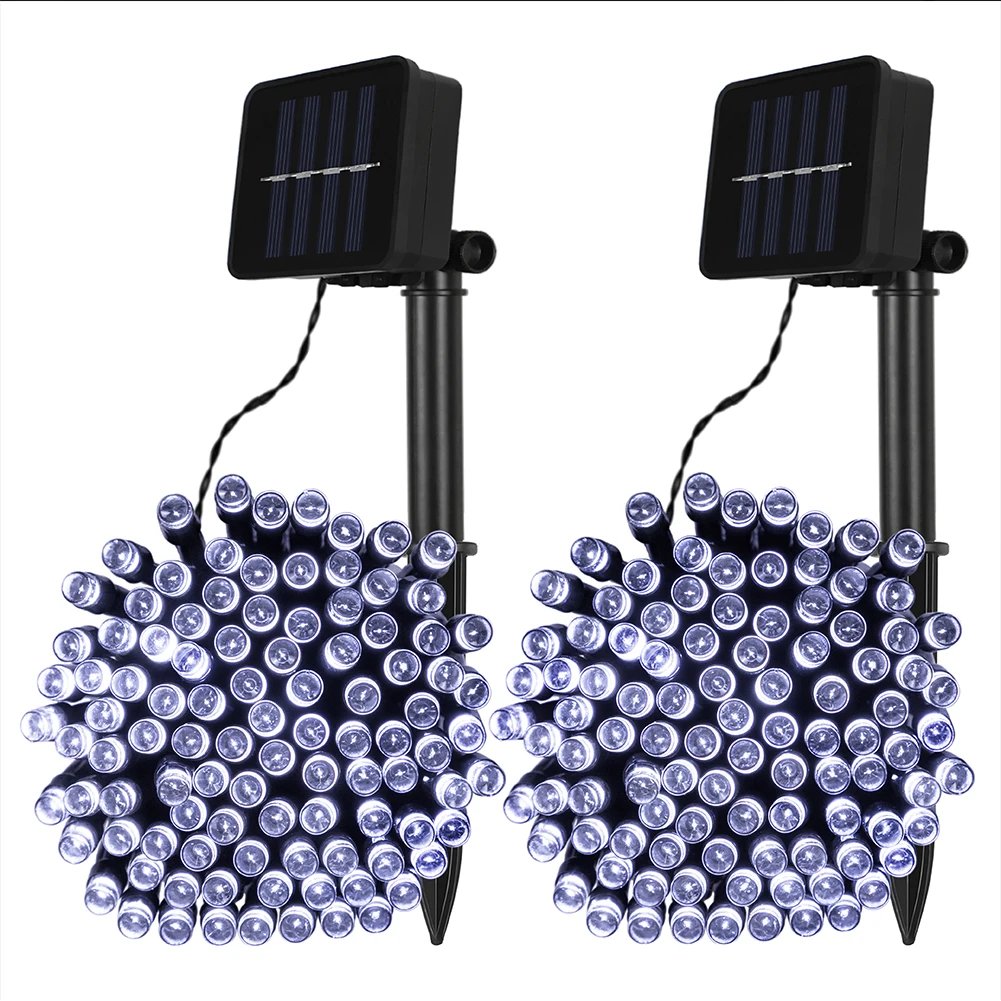  Hot Sell 2 Pack 33ft 100LED Solar Powered String Lights Fairy Outdoor Waterproof for Christmas Patio