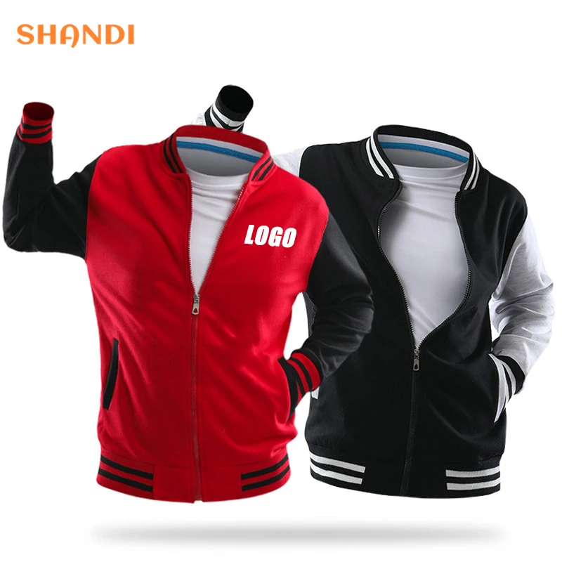 Custom Printing Blank College Baseball Varsity Long Sleeve Jacket Unisex Winter Men Fleece Jacket